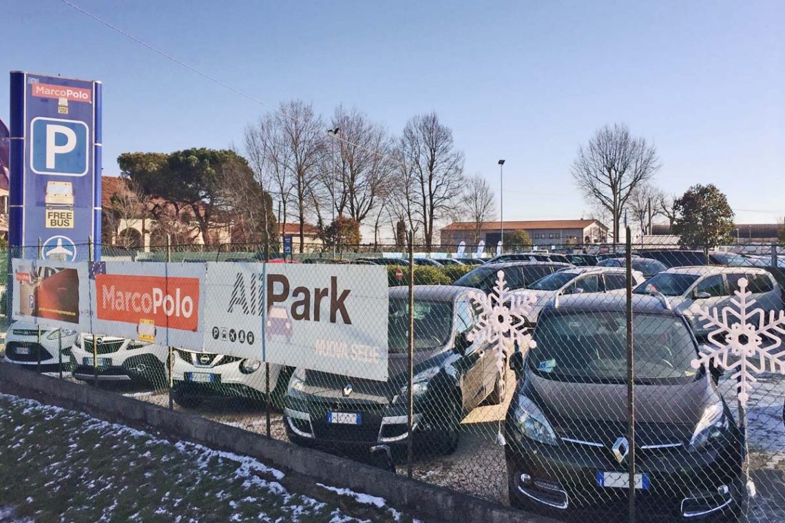 guest cars of the parking MarcoPolo to Venice airport